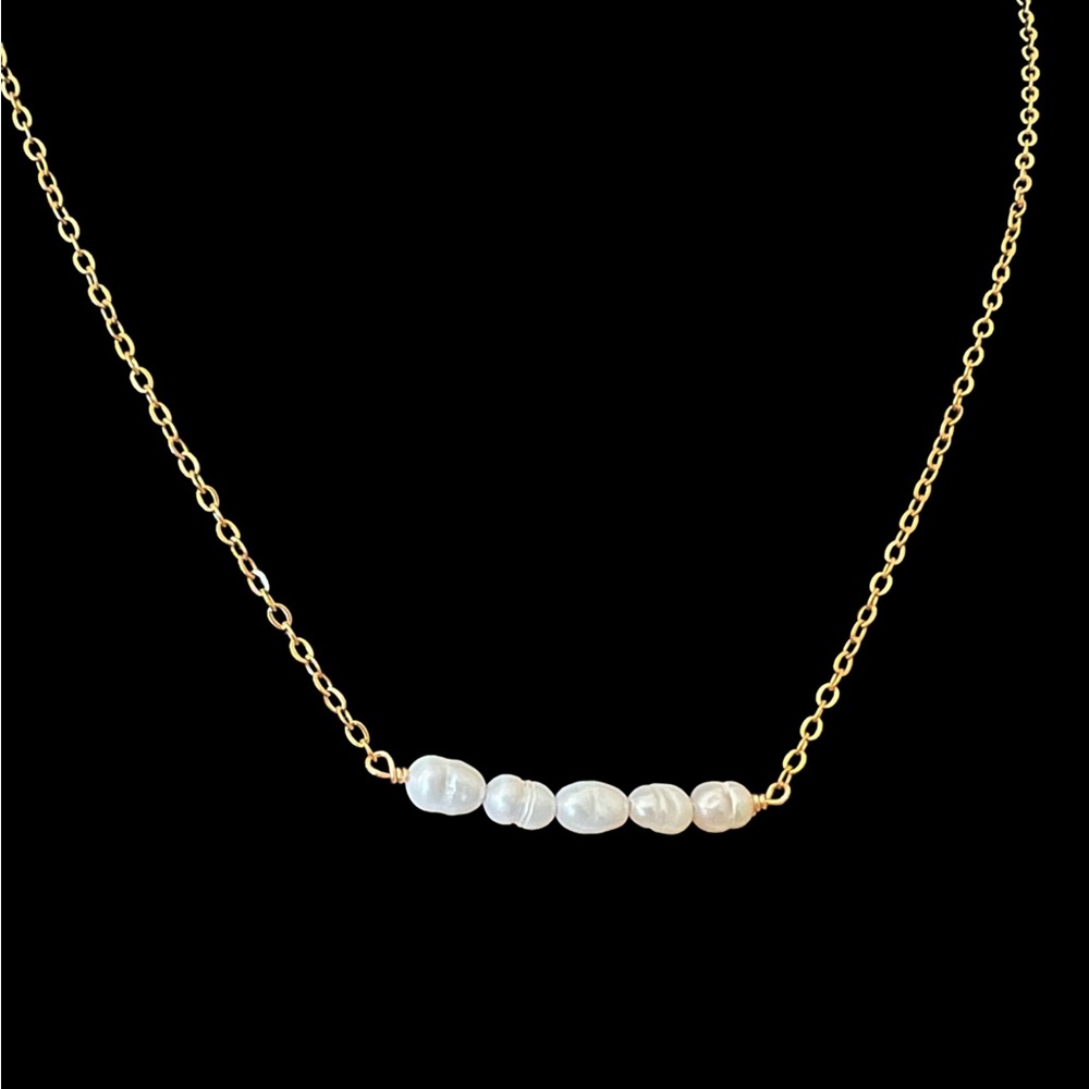 Freshwater Pearl Necklace with 18k Gold Chain